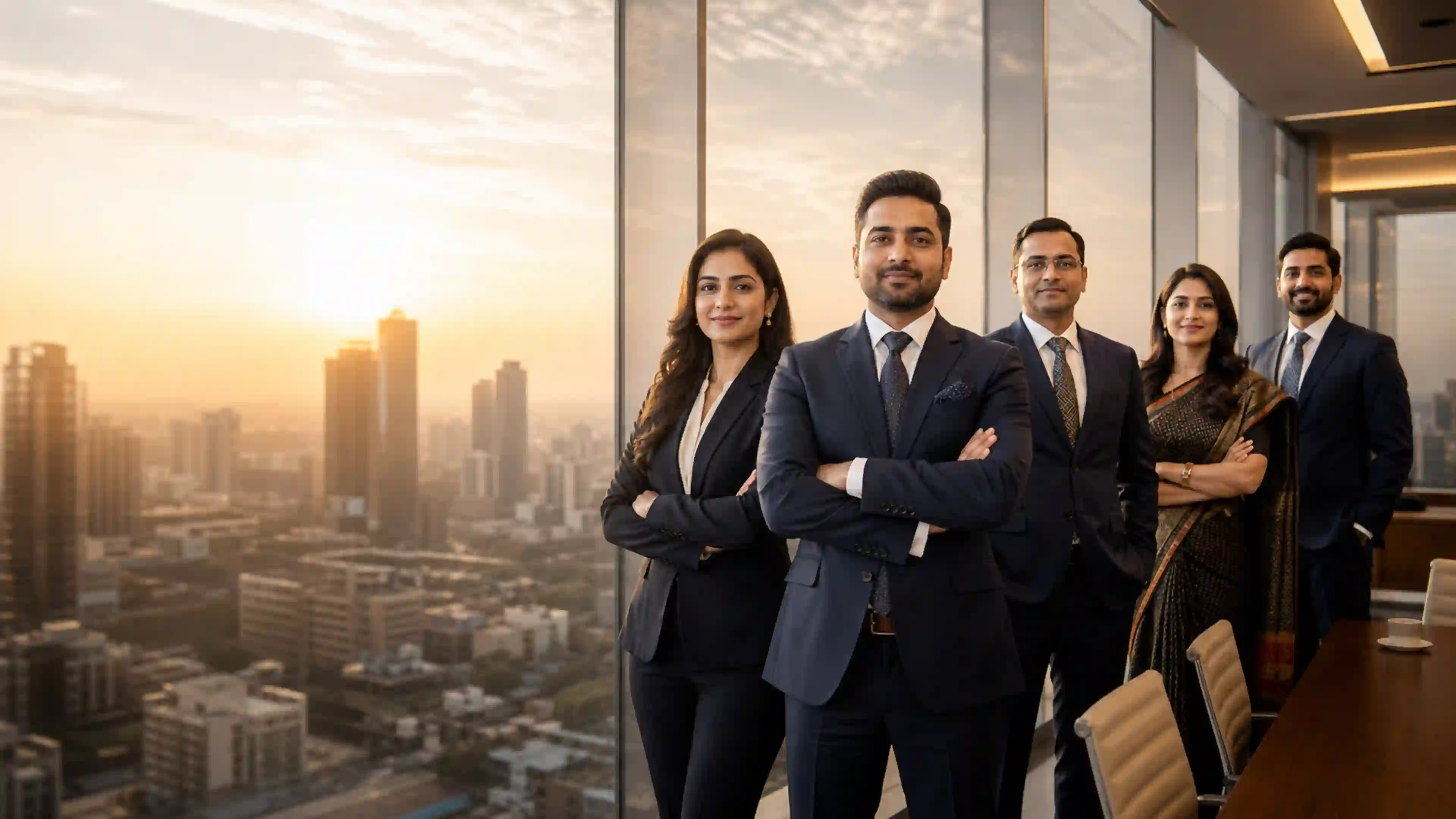 Professional Indian debt recovery team in a modern office